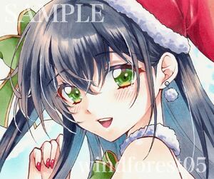 オリジナル クリスマス 女の子 直筆 同人 手描きイラスト A4 ケント紙