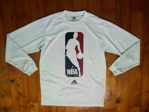 ☆微難有☆アディダス☆adidas☆NBAロゴプリント 長袖Tシャツ　ドライＴシャツ M 白 ホワイト