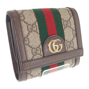 【中古】【SAランク】グッチ GUCCI オフィディア GG ウォレット 598662_96IWG_8745 二つ折り財布 レザー GGスプリーム(ブラウン)