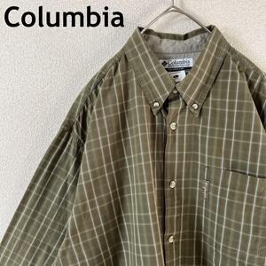 Q3 Columbia チェックシャツ　長袖　コットン　ボタンダウン　Ｌメンズ