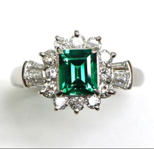 1円〜!!売り切り!!Crescent Vert(クレサンベール)▼Pt950天然ダイヤモンド/エメラルドリング▼D 約6.9g diamond emerald 指輪 ED6/ED7S1013