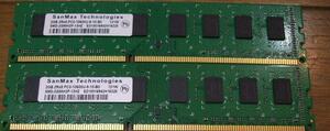 SANMAX PC3-10600 DDR3-1333 2GB 2枚 合計 4GB 即決! 48_076