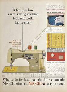 稀少！1957年Necchi Sewing Machine広告/ミシン/電化製品/T