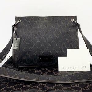 GUCCI グッチ ショルダーバッグ GGキャンバス レザー ブラウン g00585