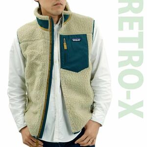 patagonia ベスト　レトロX フリース Classic Retro-X Vest 23048 PEBG [Pelican w/Dark Borealis Green] グリーン Lサイズ 