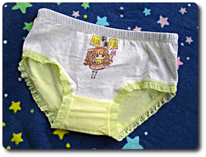 ё160*ゆるふわパーマの女の子プリント♡可愛い♪女児用ショーツ*白*レモン*ベア*綿95%レース#JS6#JC#JK#新品 保管品*通学*ロリパン*S