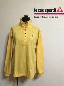 【美品】 le coq sportif golf collection ルコック ゴルフ プルオーバー トップス ウェア レディース サイズL 長袖 黄 QGL1136 デサント