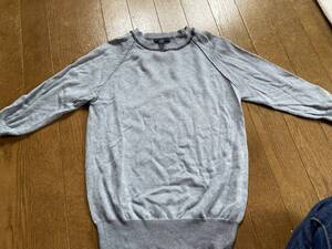 GAP　７分袖位の　ニットセーター薄めの生地　Sサイズ★レディース★青グレー系★綿１００％★柔らかいニット生地