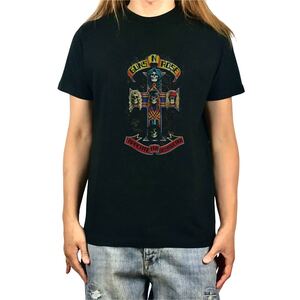 未使用 新品 ガンズアンドローゼス Appetite For Destruction メンバー ドクロ 十字架 クロス Tシャツ S M L XL オーバーサイズ XXL~5XL 可