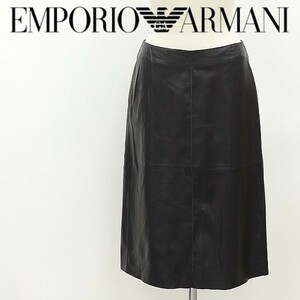 国内正規品◆EMPORIO ARMANI エンポリオ アルマーニ 羊革 ラムレザー バックスリット スカート 38