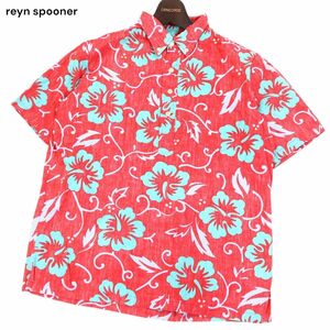 PHIL EDWARDS by reyn spooner レインスプーナー 春夏 ハイビスカス総柄★ 半袖 プルオーバー アロハ シャツ Sz.XL　メンズ　I4T02225_7#A