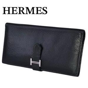 1円~ 美品 HERMES ベアン クラシック 長財布 ブラック