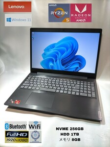 高速起動 Lenovo IdeaPad L340 15API Ryzen5 3500U nvme256GB HDD 1TB メモリ 8GB wi-fi カメラ Bluetooth 即使用可能 1週間保証