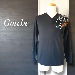 【美品】GOTCHA フロントデカ刺繍ロゴ シャドープリント ロンT 長袖