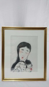 真作 坂田明道 1988年水墨「芦屋の灘の女」画35×46cm 兵庫県出身 宝塚造形芸術大学短期大学部教授 伝説の地を歩き確かめイメージ構築 2788