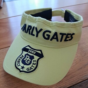 パーリーゲイツ PEARLY GATES サンバイザー ゴルフウェア GOLF 帽子 レディース 美品 イエロー