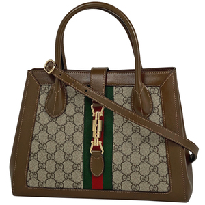 グッチ GUCCI ジャッキー 1961 ミディアム トートバッグ ショルダーバッグ 2WAY ウェブ トートバッグ GGスプリーム ブラウン 649016 中古