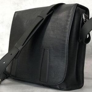 1円【極美品】LOUIS VUITTON ルイヴィトン エピ ハリントン メッセンジャーバッグ PM ショルダーバッグ レザー ブラック 黒 メンズ