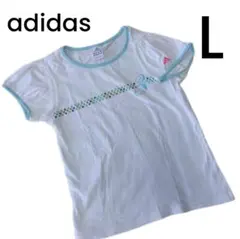 【adidas】ホワイト パフスリーブ Tシャツ Lサイズ