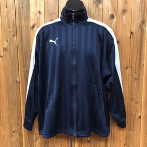 PUMA＊プーマ メンズL〜O 長袖 ジャージジャケット ハイネック バックプリント ストライプ ネイビー トラックジャケット スポーツウェア