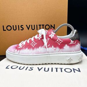 1円 【極上品】 LOUIS VUITTON ルイヴィトン タイムアウトライン モノグラム グラデーション ピンク レッド スニーカー シューズ 靴 23.5cm