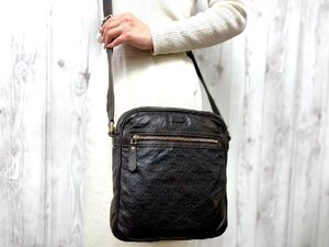 極美品 GUCCI グッチ グッチシマ GG柄 ショルダーバッグ バッグ レザー 茶 メンズ 79387