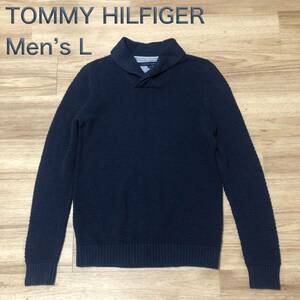 【送料無料】TOMMY HILFIGER襟付きニットセーター　ネイビー　メンズLサイズ　トミーヒルフィガー