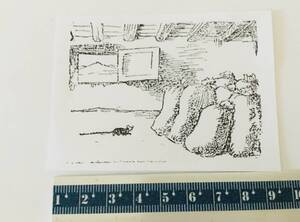 スタンプ　”風刺絵・米袋を狙うネズミ“ スペイン骨董市・レトロ新聞版・アンティーク