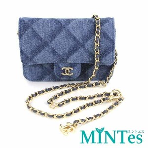 Chanel シャネル デニム チェーン ミニ ショルダーバッグ ブルー デニム レディース 女性 ポーチ 斜め掛け お出かけ パーティシーン