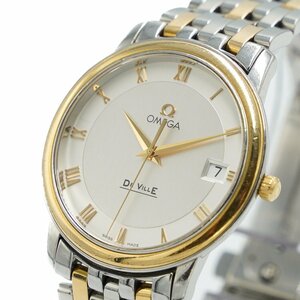 1円 稼働 美品 OMEGA オメガ DE VILLE デビルプレステージ 4310.32.00 イエローゴールド 18KYG×SS QZ シルバー文字盤 腕時計 376720240521