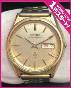 【5AF岡05005F】1円スタート★SEIKO★セイコー★GRANDQUARTZ★グランドクオーツ★4843-8030T★メンズ★クオーツ★社外ベルト★不動★腕時計