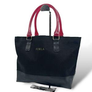 フルラ　ハンドバッグ　ブラック　ナイロン　ラバー　ロゴ　ミニトート　FURLA トートバッグ　ビニール　レディース　1990