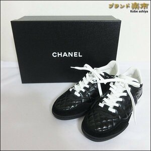 *新品未使用 CHANEL シャネル スニーカー ローカット ココマーク マトラッセ 38 24A ブラック×ホワイト G45839*送料込