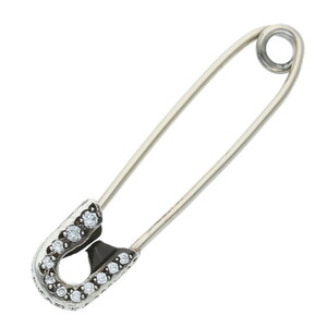 クロムハーツ ネックレストップ SAFETY PIN S P DMND スモールセーフティピン サイズ:SMALL PAVEダイヤシルバーネックレストップ 中古 SJ02