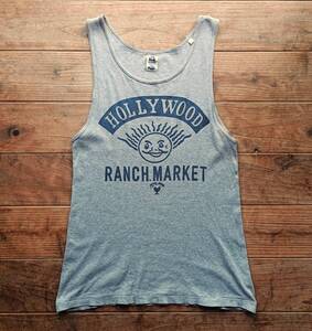 送料無料♪ハリウッドランチマーケット 染込みタンクトップ Tシャツ size 2(M) グレー 日本製 100％コットン HOLLYWOOD RANCH MARKET 古着