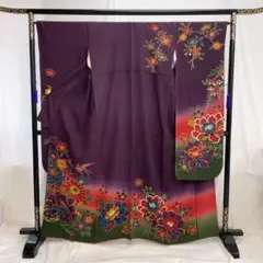 【振袖90】着物 振袖 正絹 袷 牡丹 菊 桜 単品販売