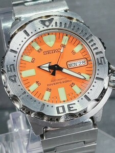 販売終了 超人気モデル SEIKO セイコー オレンジモンスター ダイバーズ 自動巻き 腕時計 アナログ 3針 カレンダー SKX781 可動品