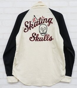 5T8897■ウエアハウス SKATING SKULLS ラグランスポーツシャツ WAREHOUSE