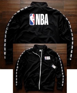 【既決USA】NBA ★ 完売胸元&両袖&背中【NBA】ロゴ入トラックジャケット【NBA Logo Graphic Full-zip Track Jacket】黒@L