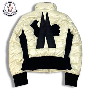 14 正規品 MONCLER モンクレール LOGO DOWN JACKET ビッグ バックロゴ ナイロン ダウンジャケット ジップアップ ブルゾン 1 レディース