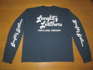 ラングリッツ LANGLITZ LEATHERS PORTLAND, OREGON ラングリッツレザー ロゴ ロンT 長袖Tシャツ L ネイビー ホワイト ラングリッツレザーズ