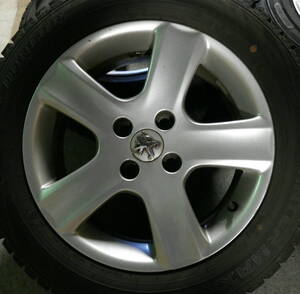 プジョー 307 SW CC 純正 6.5J PCD108 308 406 ダンロップ ウインターマックスWM02 205/55R16