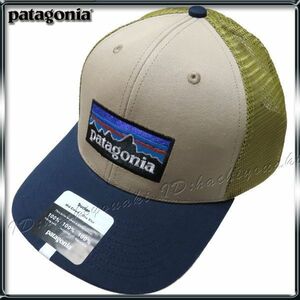 Patagonia 新品 パタゴニア P6 刺繍ロゴ キャップ メンズ トラッカー ハット サイズフリー Tan/Navy 正規品