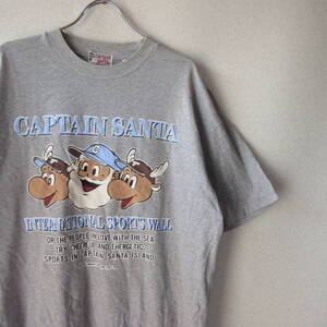 ○90s CAPTAIN SANTA キャプテンサンタ◆Tシャツ カットソー 半袖 プリント◆メンズ グレー Lサイズ