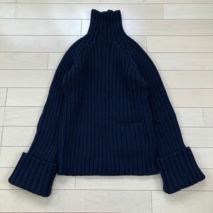 10.17 YOHJI YAMAMOTO ヨウジヤマモト タートル セーター ネイビー 3 全体的に毛玉があります タートルネック セーター 長袖 ウール