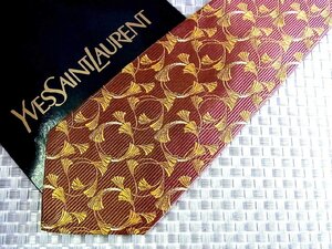 ♪34026C♪良品【刺繍 葉っぱ 植物 柄】サンローラン【YSL】ネクタイ