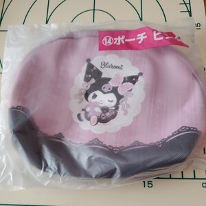 ☆新品未使用　クロミちゃん　マチ有りポーチ　サンリオ 当りくじ　KUROMI　検品の為初めて開封　SANRIO　ビニール製　内ポケット有り