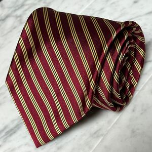 【未使用に近い】 999円～ Brooks Brothers ネクタイ レッド ゴールド ネイビー ストライプ (R5)