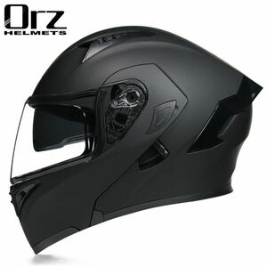 システムヘルメット バイクヘルメット フルフェイスヘルメット オープンフェイスヘルメットORZ -サイズ：L マットブラック