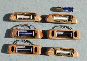 6個　昭和レトロ　　木彫：木製　ミニ・シャトル　杼　糸・糸巻き・ビーズ付属　